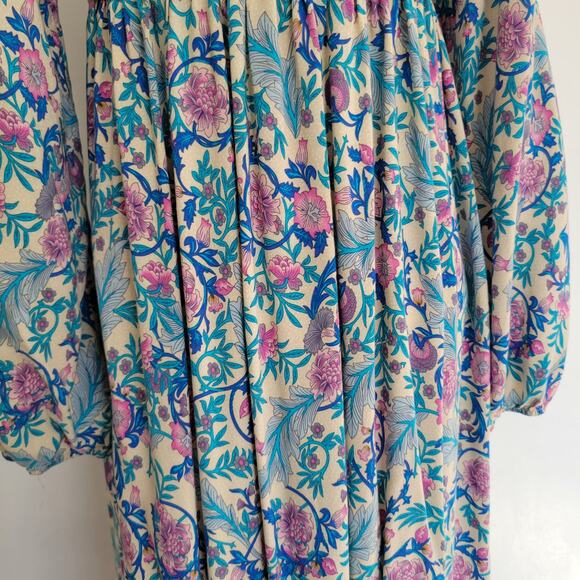 R Vivimos Boho Dress Vintage Print Birds Floral Empire Waist Midi Women Medium - Picture 7 of 11